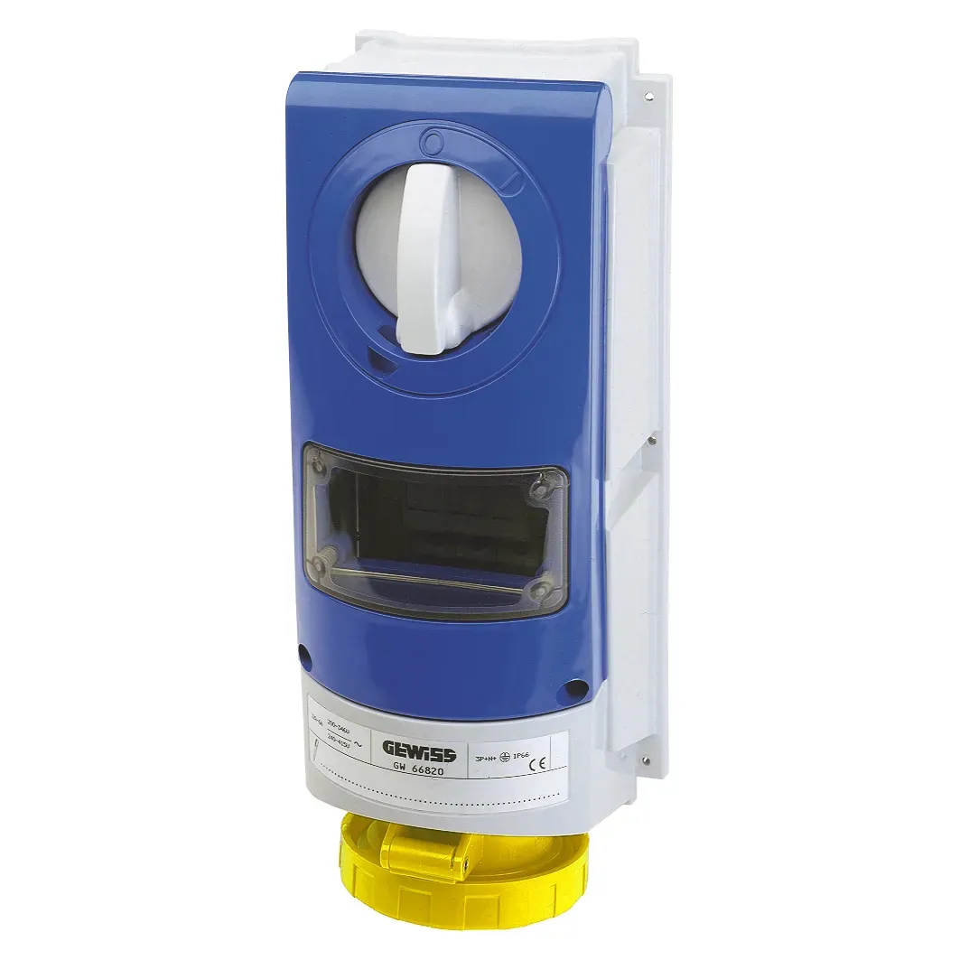 Priza Fixa Interblocata Verticala Fara Fund Pentru Utilizare Intensa Cu Baza De Sustinere A Combustibilului 3P+N+E 16A 100-130V-50/60Hz 4H IP66 Gewiss GW66803