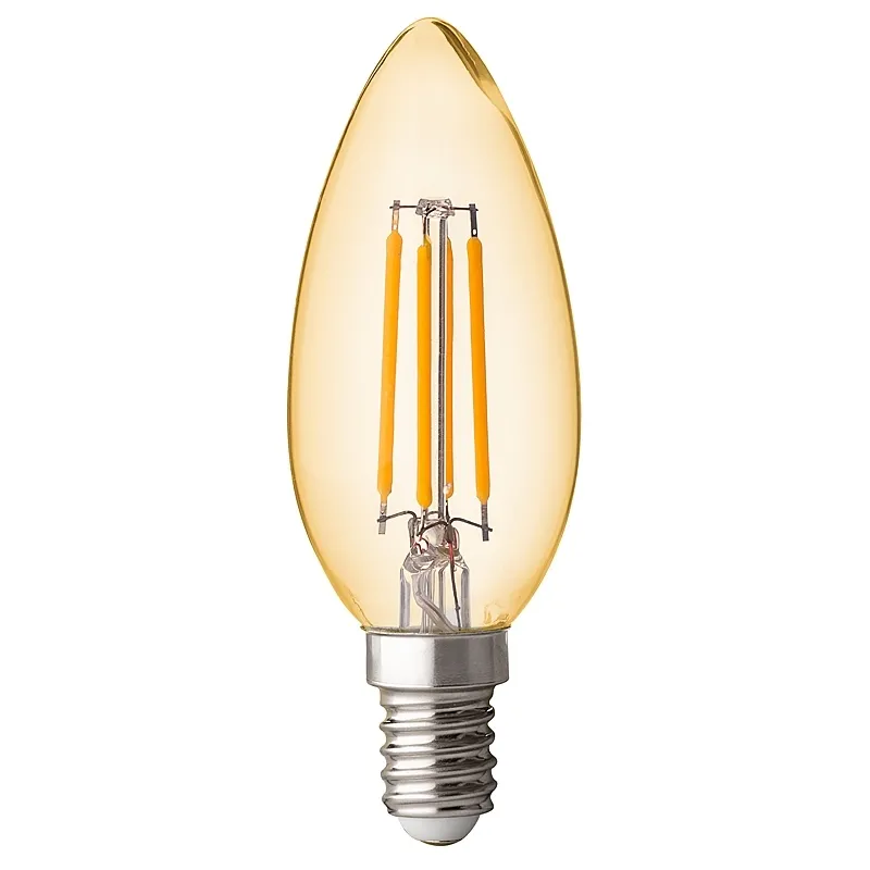 Bec LED, Cu Filament, Dimabil, tip con, 4W, E14, 2500K, amber, Ultralux, LFC41425D 