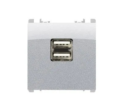 Priza USB - nea 5V 1.2A 2 porturi USB, 2 mod., Aluminiu SU10330/2AL