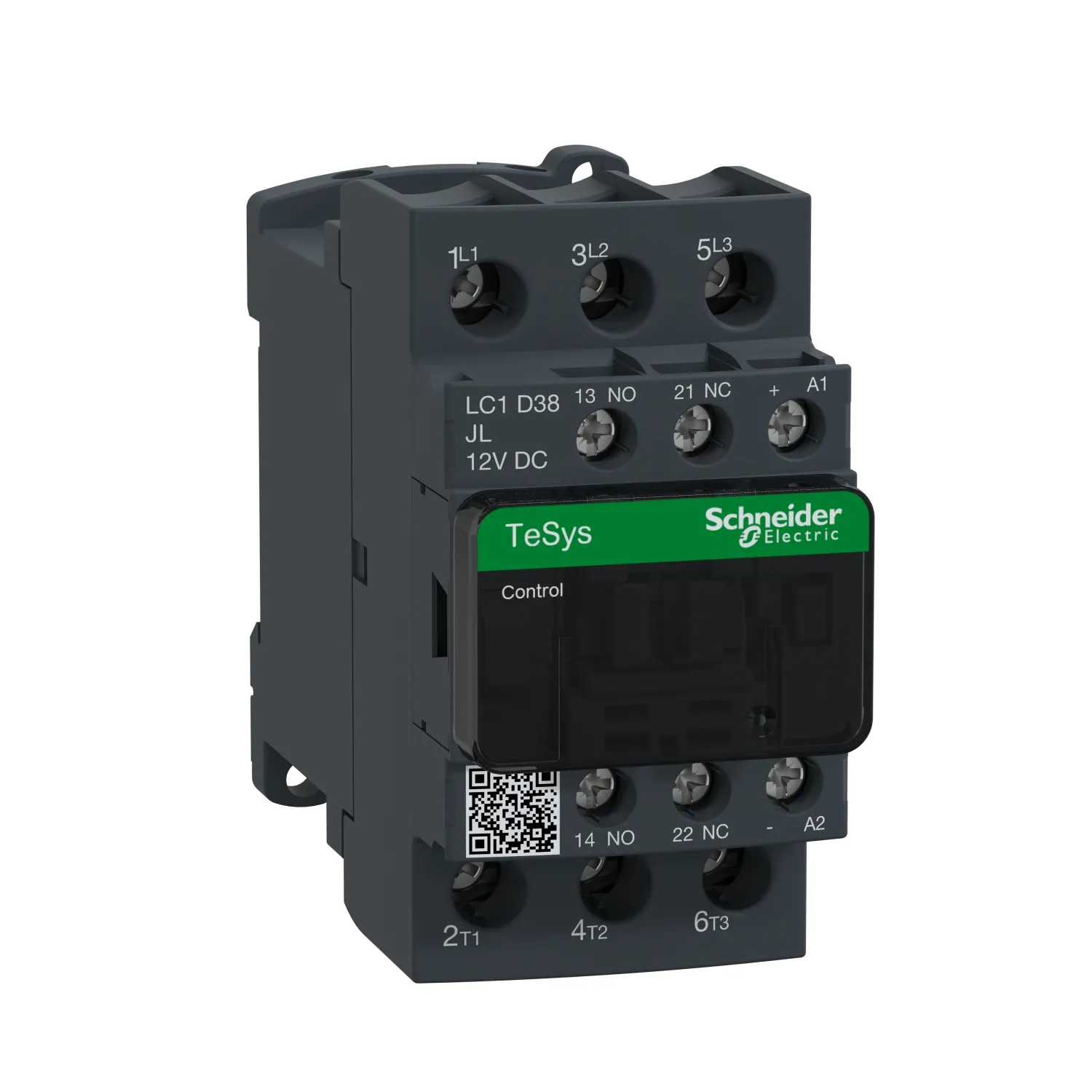 TeSys Deca contactor, 3P(3 NO) - AC-3 - = 440 V 38 A, bobina, 12 V DC , Schneider, LC1D38JL 